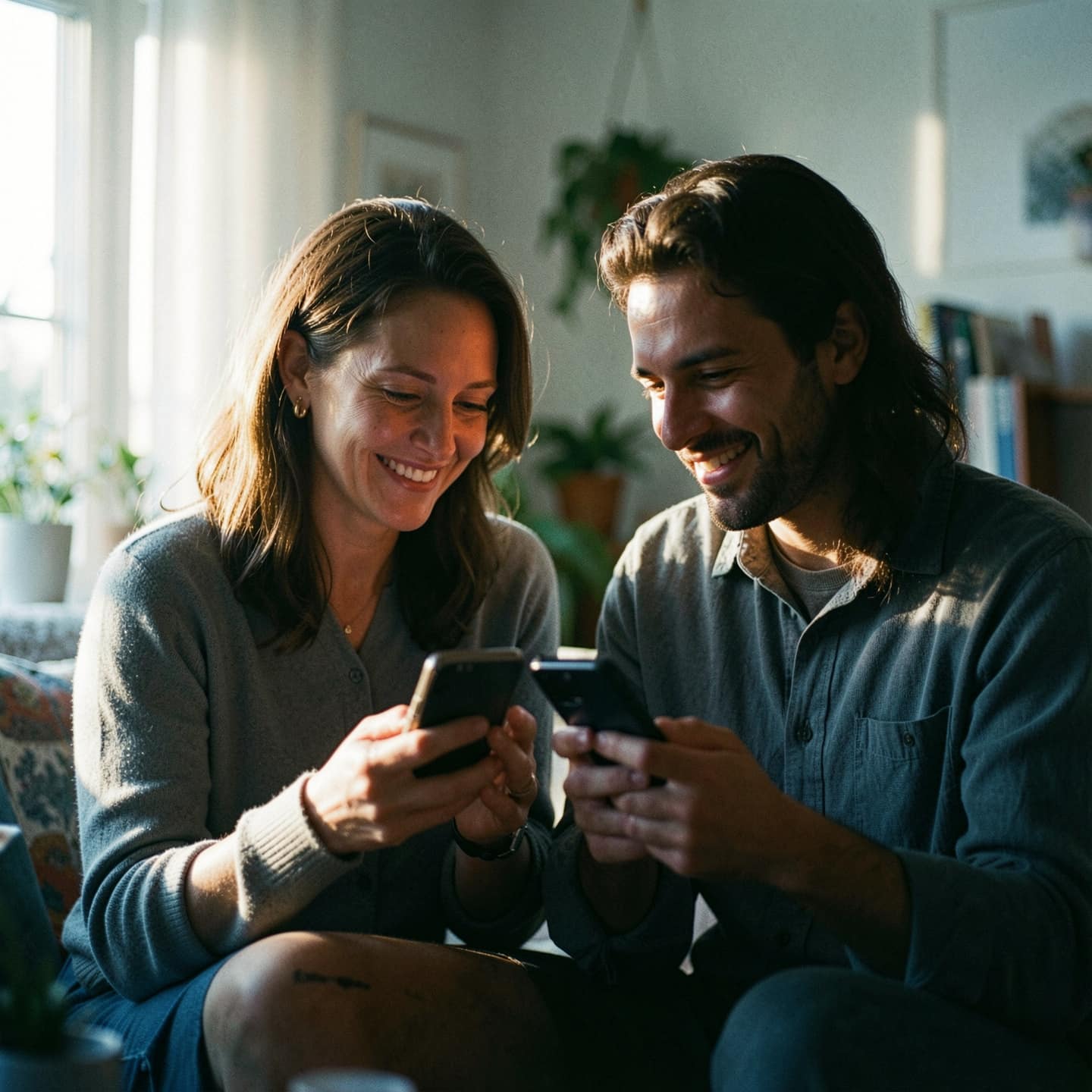 Deux parents échangent sereinement
